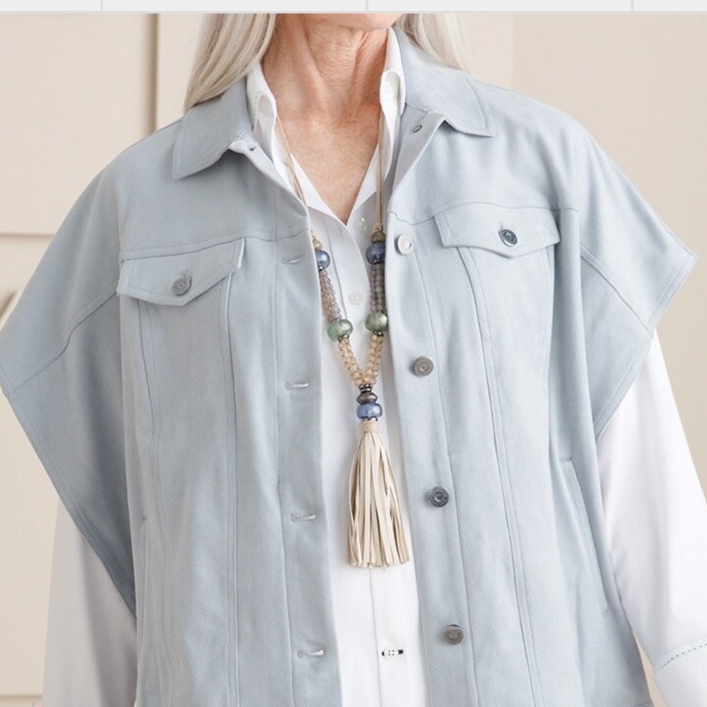 Chico’s Jacket Style Ruana  Pewter Gray Size L/XL